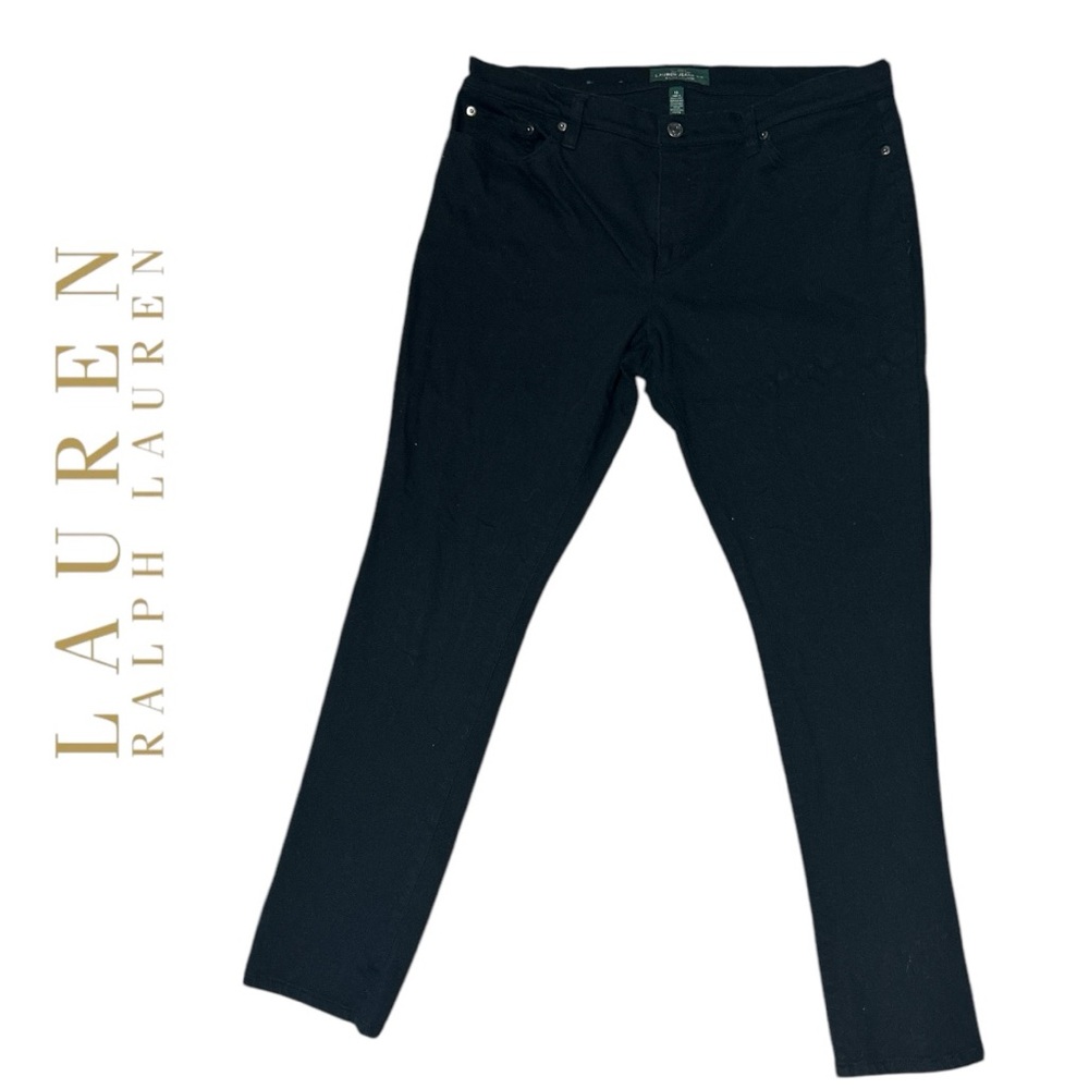 Lauren Ralph Lauren‎ Women’s Black Modern Skinny Stretch Brushed Pants - Size 16
